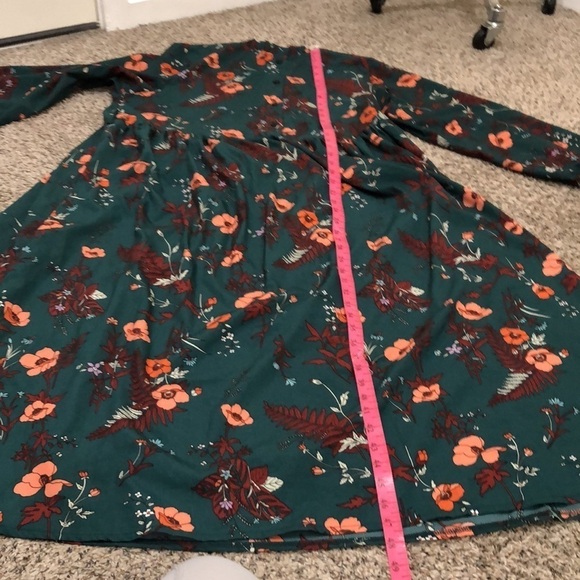 Francesca’s Collection Maxi Dress Size 1X Forest Green Orange Poppy Floral Print - Picture 9 of 9